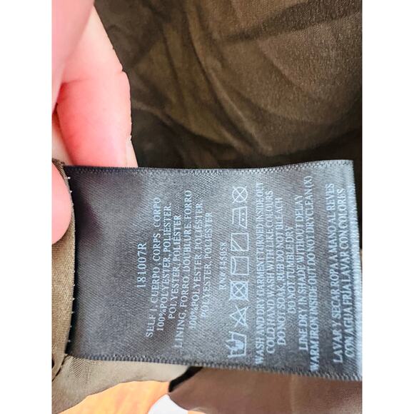 leRumi Green Brown Side Slit Shift Kinsey Back Tie Slip Dress size Medium - Picture 16 of 16